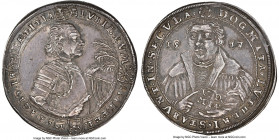 Saxe-Saalfeld. Johann Ernst VIII "200th Anniversary of the Reformation" 1/4 Taler 1717 AU55 NGC, Saalfeld mint, KM40, Whiting-289. IVBILAEVM - SAALFEL...