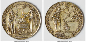 Saxony. Johann Georg I gilt-silver "Reformation Centennial" Medal ND (1617) XF, Merseburger-840. 41.3mm. 22.51gm. VERBVMDOMINI MAN ET INAETER Friedric...