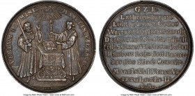 Saxony. Friedrich August I silver "200th Anniversary of the Reformation" Medal 1717-Dated UNC Details (Cleaned) NGC, Whiting-246, Merseburger-1513. 43...