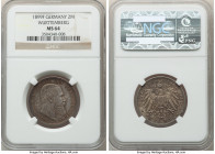 Württemberg. Wilhelm II 2 Mark 1899-F MS64 NGC, Stuttgart mint, KM631. 

HID09801242017

© 2022 Heritage Auctions | All Rights Reserved