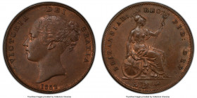 Victoria Penny 1859 MS64 Brown PCGS, KM739, S-3948. Red highlights peering from recessed area around devices accenting the chocolate brown surfaces. 
...