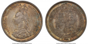 Victoria Shilling 1887 MS65 PCGS, KM761, S-3926. Jubilee head type. Cadet-gray toning with amber and teal accents. 

HID09801242017

© 2022 Heritage A...