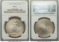 Edward VII Trade Dollar 1907-B MS63 NGC, Bombay mint, KM-T5, Prid-17. Amber peripheral tone on otherwise cloudy white surface with muted mint bloom. 
...