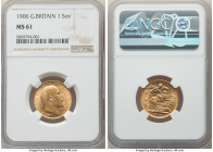 Edward VII gold Sovereign 1906 MS61 NGC, KM805. Conservatively graded. 

HID09801242017

© 2022 Heritage Auctions | All Rights Reserved