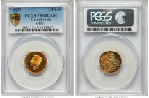 George VI gold Proof 1/2 Sovereign 1937 PR63 Cameo PCGS, KM858, S-4077. Rich red-gold color with some cloudiness around reverse devices. 

HID09801242...