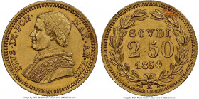 Papal States. Pius IX gold 2-1/2 Scudi Anno VIII (1854)-R MS62 NGC, Rome mint, KM1117. 

HID09801242017

© 2022 Heritage Auctions | All Rights Reserve...