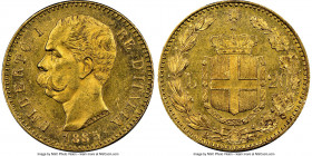 Umberto I gold 20 Lire 1885-R MS64+ NGC, Rome mint, KM21. Resounding golden flash emitted over shimmering sun-gold fields. 

HID09801242017

© 2022 He...