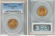 Umberto I gold 20 Lire 1888-R MS63 PCGS, Rome mint, KM21. AGW 0.1867 oz. 

HID09801242017

© 2022 Heritage Auctions | All Rights Reserved