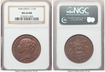 British Dependency. Victoria 1/13 Shilling 1844 MS64 Red and Brown NGC, KM3, S-7001. Blue toning with reflective watery fields. 

HID09801242017

© 20...