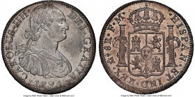 Charles IV 8 Reales 1794 Mo-FM MS62 NGC, Mexico City mint, KM109. A flashy piece, showcasing crisp devices and lustrous semi-Prooflike fields, dressed...