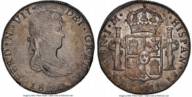 Guanajuato. Ferdinand VII "Royalist" 8 Reales 1822 Go-JM AU58 NGC, Guanajuato mint, KM111.4. A scarce issue from the War of Independence period, usual...