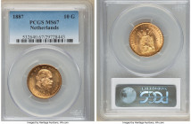 Willem III gold 10 Gulden 1887 MS67 PCGS, Utrecht mint, KM106, Fr-342. Superbly struck and retaining a superior state of preservation. 

HID0980124201...