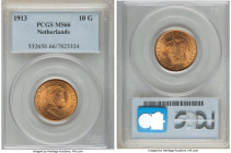 Wilhelmina gold 10 Gulden 1913 MS66 PCGS, Utrecht mint, KM149. Classic red-orange patina. 

HID09801242017

© 2022 Heritage Auctions | All Rights Rese...
