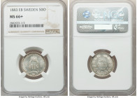 Oscar II 50 Ore 1883-EB MS66+ NGC, Stockholm mint, KM740. A stunning gem with cloudy white toning and underlying luster. 

HID09801242017

© 2022 Heri...
