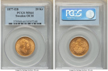 Oscar II gold 20 Kronor 1877-EB MS64 PCGS, Stockholm mint, KM748. OCH replaces "O" in royal title. A radiant jewel with lustrous mint bloom. 

HID0980...