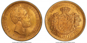 Oscar II gold 20 Kronor 1880-EB MS65 PCGS, Stockholm mint, KM748. A dazzling gem with butterscotch and rose patina. 

HID09801242017

© 2022 Heritage ...