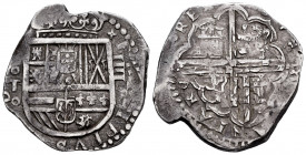Philip III (1598-1621). 4 reales. (16)14. Toledo. O. (Cal-843). Ag. 13,31 g. Visibles las bases del 1 y el 4 de la fecha. Algunos consideran que la ma...