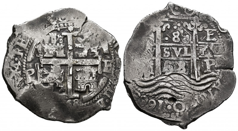 Charles II (1665-1700). 8 reales. 1668. Potosí. E. (Cal-699). Ag. 27,72 g. Tripl...