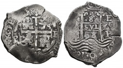 Charles II (1665-1700). 8 reales. 1668. Potosí. E. (Cal-699). Ag. 27,72 g. Triple date, the one on the legend with 4 digits. Choice VF. Est...500,00. ...