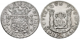 Philip V (1700-1746). 8 reales. 1744. Mexico. MF. (Cal-1466). Ag. 26,73 g. VF. Est...300,00. 

Spanish Description: Felipe V (1700-1746). 8 reales. ...