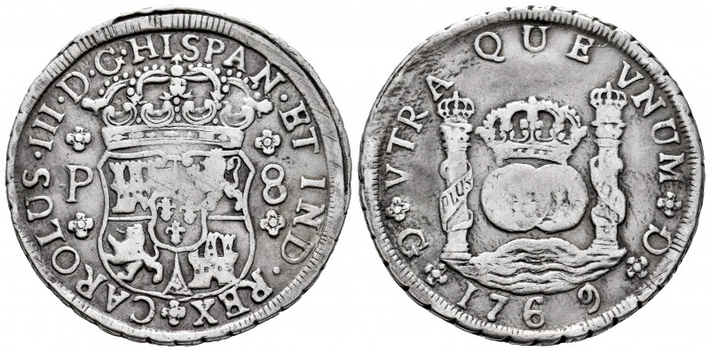 Charles III (1759-1788). 8 reales. 1769. Guatemala. P. (Cal-1001). Ag. 26,63 g. ...