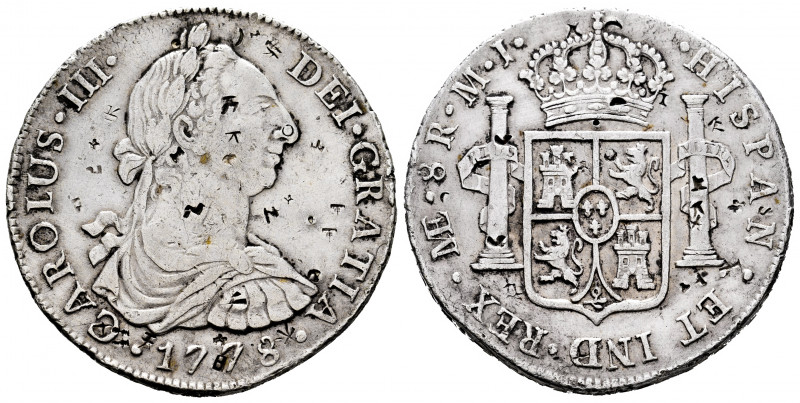 Charles III (1759-1788). 8 reales. 1778. Lima. MJ. (Cal-1044). Ag. 26,73 g. Chop...