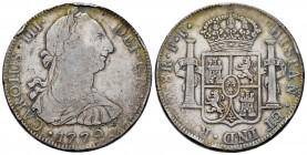 Charles III (1759-1788). 8 reales. 1779. Mexico. FF. (Cal-1118). Ag. 26,76 g. Nicks on edge. Almost VF. Est...60,00. 

Spanish Description: Carlos I...