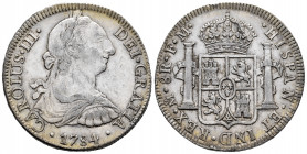 Charles III (1759-1788). 8 reales. 1784. Mexico. FM. (Cal-1126). Ag. 26,85 g. Toned. VF. Est...120,00. 

Spanish Description: Carlos III (1759-1788)...