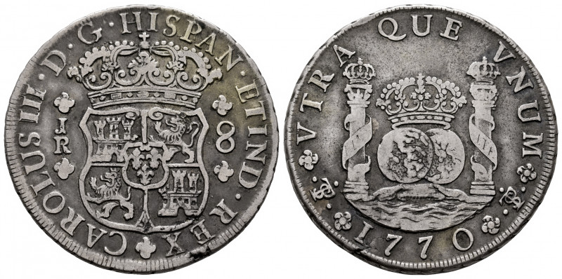 Charles III (1759-1788). 8 reales. 1770. Potosí. JR. (Cal-1168). Ag. 26,23 g. Sc...