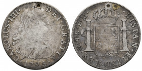 Charles IV (1788-1808). 4 reales. 1795. Mexico. FM. (Cal-800). Ag. 13,11 g. Holed. F. Est...35,00. 

Spanish Description: Carlos IV (1788-1808). 4 r...
