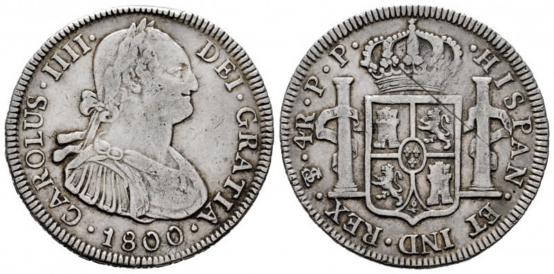 Charles IV (1788-1808). 4 reales. 1800. Potosí. PP. (Cal-835). Ag. 13,56 g. Scra...