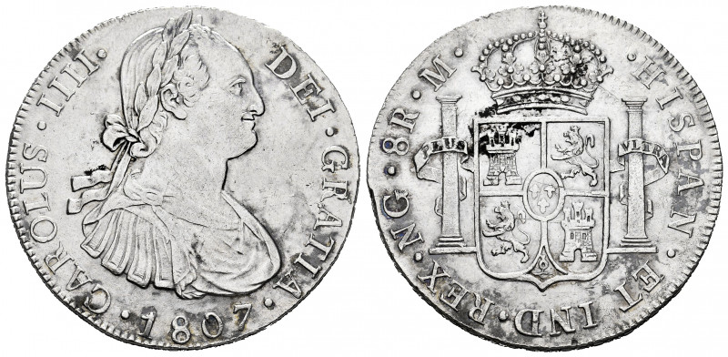 Charles IV (1788-1808). 8 reales. 1807. Guatemala. M. (Cal-902). Ag. 26,83 g. Li...