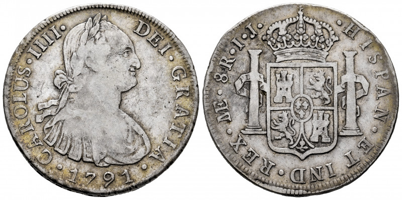 Charles IV (1788-1808). 8 reales. 1791. Lima. IJ. (Cal-906). Ag. 26,43 g. Minor ...