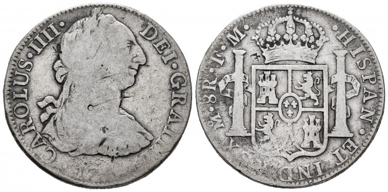 Charles IV (1788-1808). 8 reales. 17(90). Mexico. FM. (Cal-952). Ag. 26,36 g. Bu...