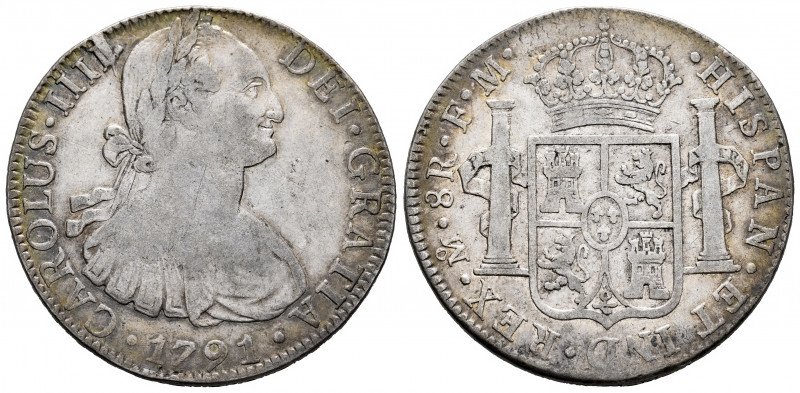 Charles IV (1788-1808). 8 reales. 1791. Mexico. FM. (Cal-953). Ag. 26,70 g. Choi...