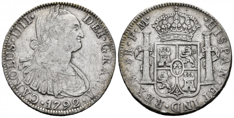Charles IV (1788-1808). 8 reales. 1792. Mexico. FM. (Cal-954). Ag. 26,58 g. Choi...