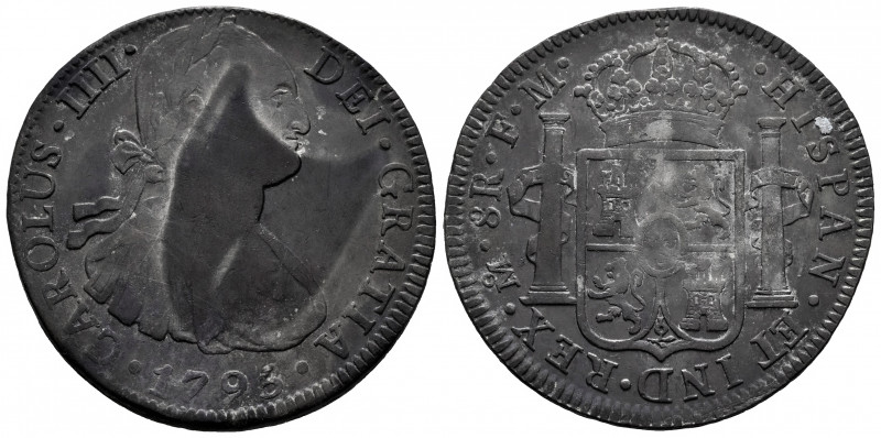 Charles IV (1788-1808). 8 reales. 1795. Mexico. FM. (Cal-958). Ag. 26,91 g. Irre...