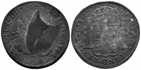 Charles IV (1788-1808). 8 reales. 1795. Mexico. FM. (Cal-958). Ag. 26,91 g. Irregular patina. Almost VF/VF. Est...40,00. 

Spanish Description: Carl...