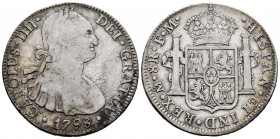 Charles IV (1788-1808). 8 reales. 1798. Mexico. FM. (Cal-961). Ag. 26,79 g. F/Choice F. Est...50,00. 

Spanish Description: Carlos IV (1788-1808). 8...
