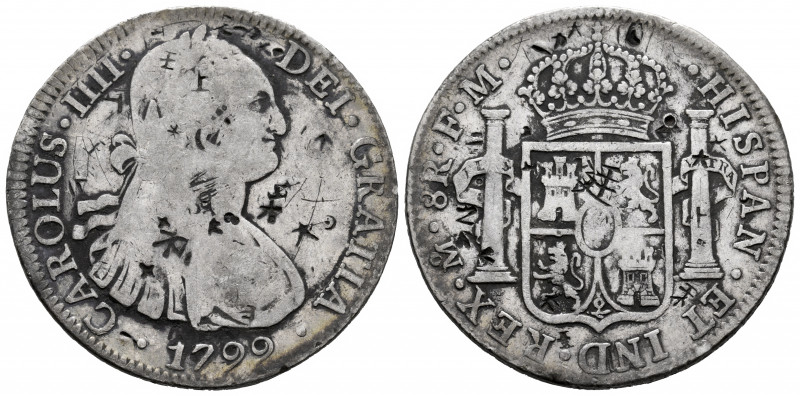 Charles IV (1788-1808). 8 reales. 1799. Mexico. FM. (Cal-962). Ag. 26,66 g. Chop...