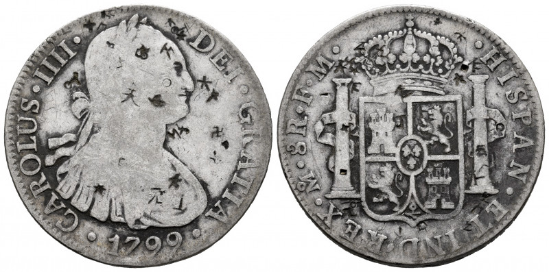Charles IV (1788-1808). 8 reales. 1799. Mexico. FM. (Cal-962). Ag. 26,55 g. Chop...