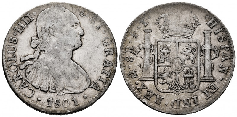 Charles IV (1788-1808). 8 reales. 1801. Mexico. FT. (Cal-972). Ag. 26,84 g. Nick...
