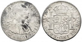 Charles IV (1788-1808). 8 reales. 1801. Mexico. FT. (Cal-972). Ag. 26,94 g. Stains on obverse. VF/Choice VF. Est...50,00. 

Spanish Description: Car...