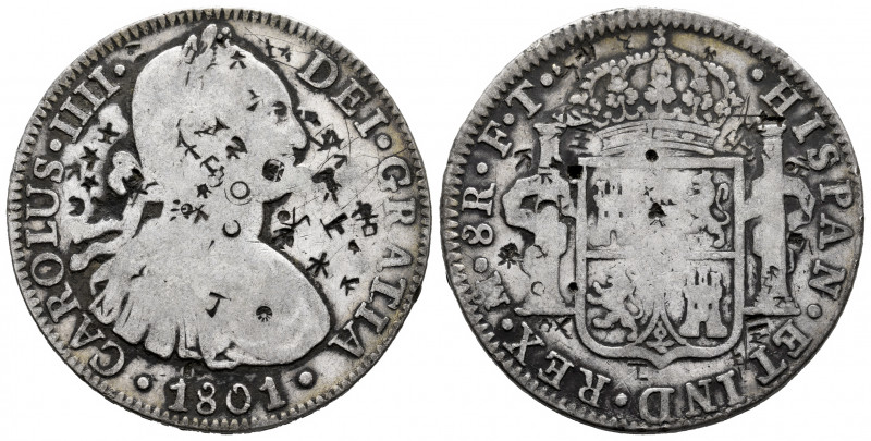 Charles IV (1788-1808). 8 reales. 1801. Mexico. FT. (Cal-972). Ag. 26,55 g. Chop...