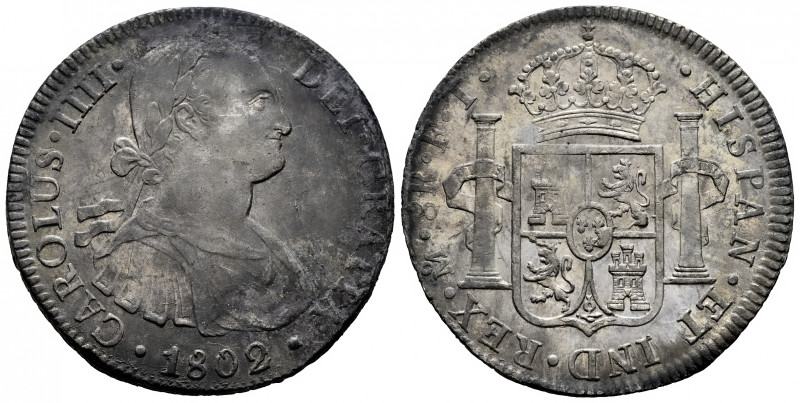 Charles IV (1788-1808). 8 reales. 1802. Mexico. FT. (Cal-975). Ag. 26,92 g. Mino...