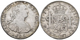 Charles IV (1788-1808). 8 reales. 1805. Mexico. TH. (Cal-983). Ag. 26,78 g. Knock on edge. Choice F/Almost VF. Est...60,00. 

Spanish Description: C...