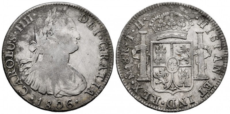 Charles IV (1788-1808). 8 reales. 1806. Mexico. TH. (Cal-984). Ag. 26,49 g. Rust...