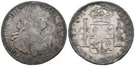 Charles IV (1788-1808). 8 reales. 1807. Mexico. TH. (Cal-986). Ag. 26,74 g. Rust. Choice F. Est...50,00. 

Spanish Description: Carlos IV (1788-1808...