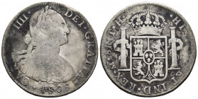Charles IV (1788-1808). 8 reales. 1808. Mexico. TH. (Cal-988). Ag. 26,17 g. F. Est...35,00. 

Spanish Description: Carlos IV (1788-1808). 8 reales. ...