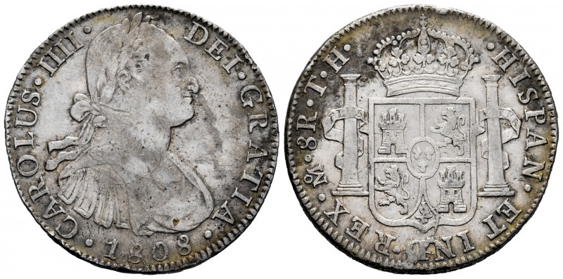 Charles IV (1788-1808). 8 reales. 1808. Mexico. TH. (Cal-988). Ag. 26,82 g. Mino...